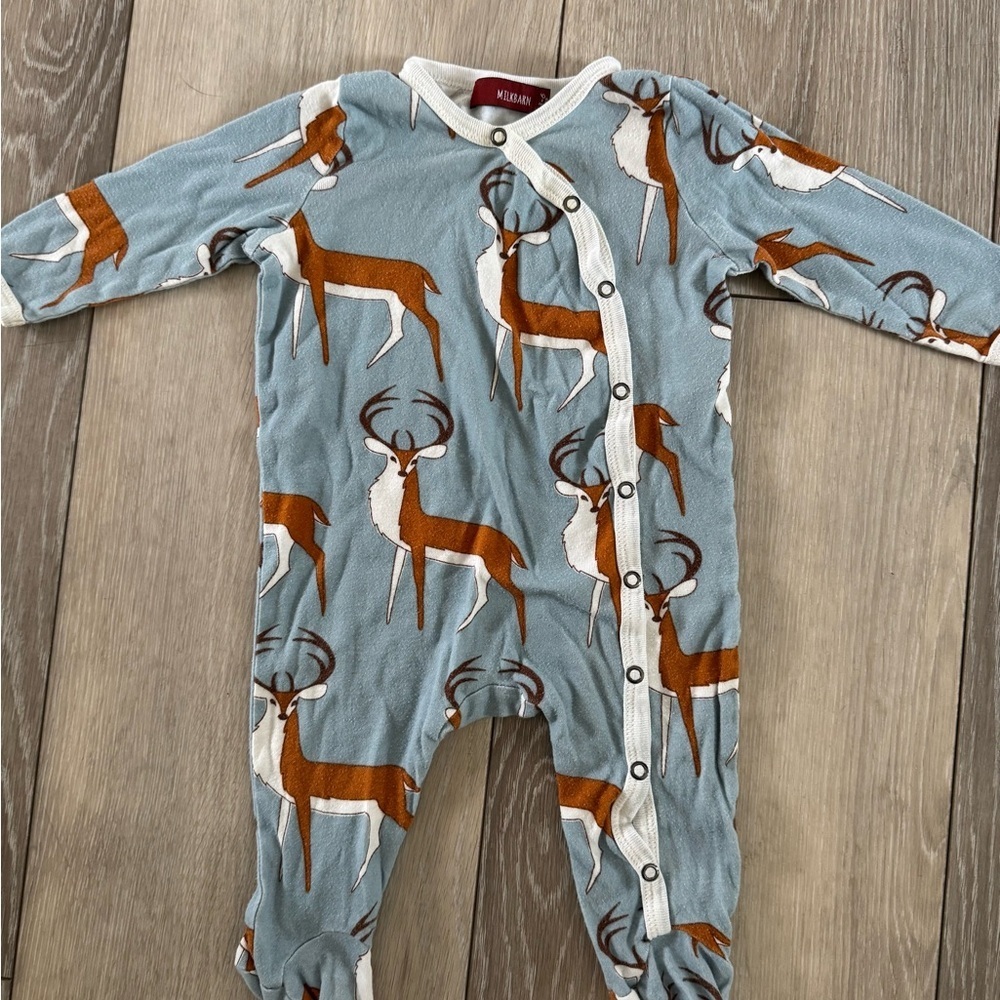 Milkbarn Deer Print Footie Sleeper